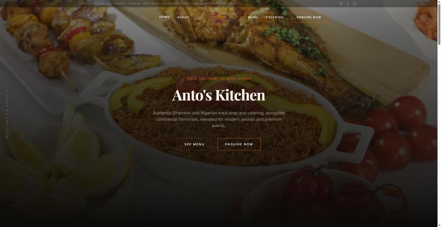 Anto's Kitchen — desktop preview
