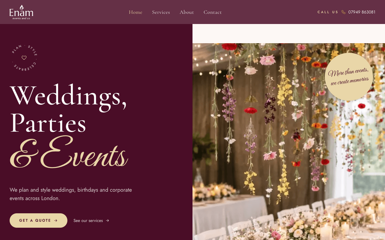 Enam Events and Co — desktop preview