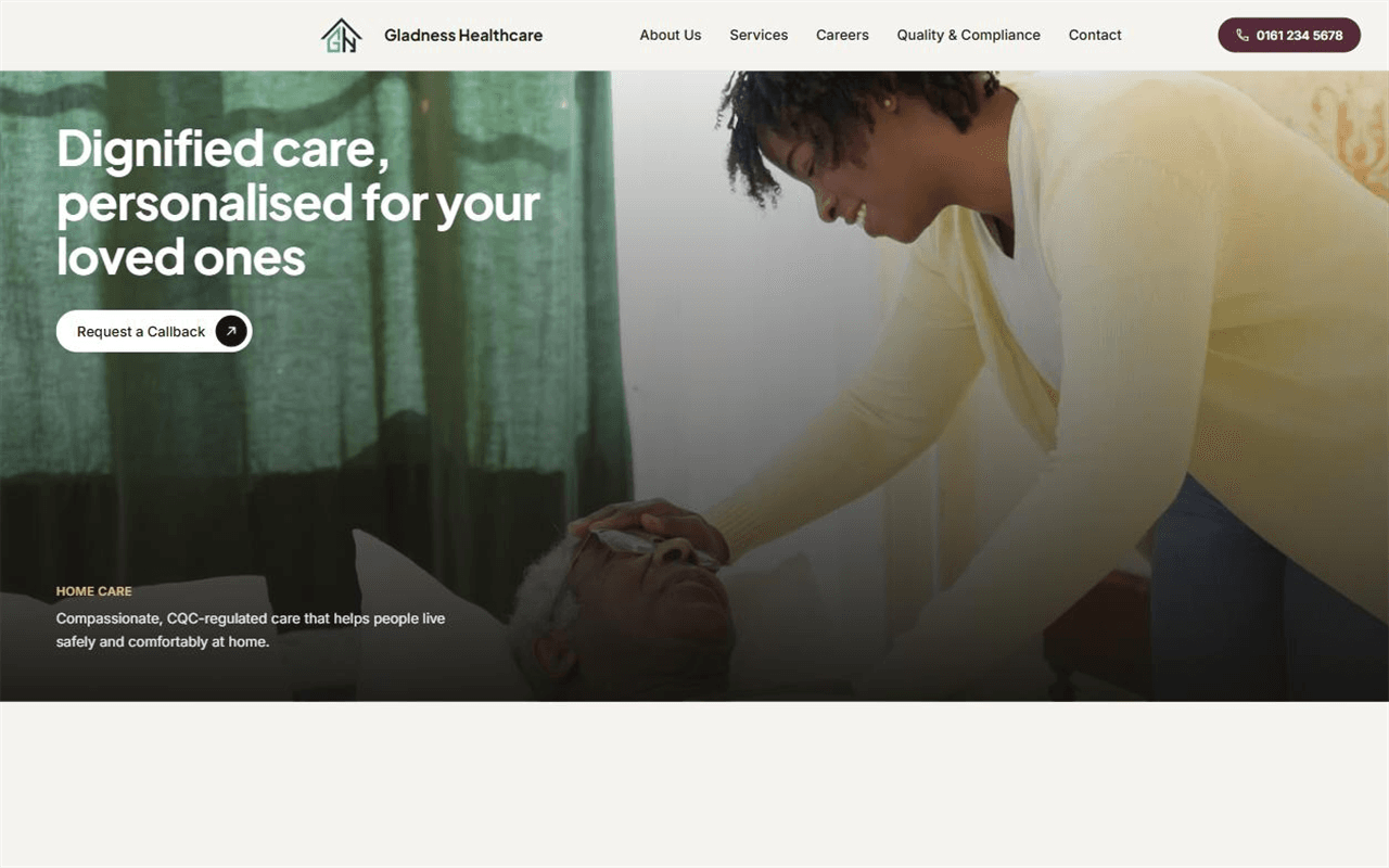 Gladness Healthcare — desktop preview